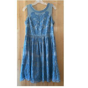 Sundance Embroidered Overlay Dress ~ Floral Embroidery